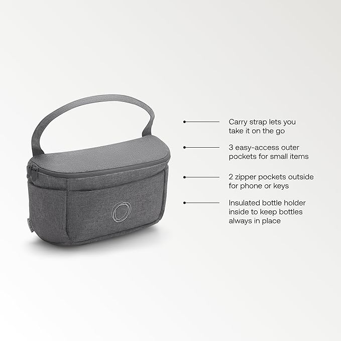Bugaboo Organizer - Compact Size Multipocket Diaper Bag - Universal Compatible with Any Stroller - Attaches to the Handlebar - Moon Grey