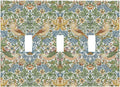 William Morris Strawberry Thrush Birds 3 Gang Light Switch Cover Vintage Floral Flowers Plant Triple Toggle Wall Plate Decorative Electrical Switchplates for Country Bedroom Kitchen Décor