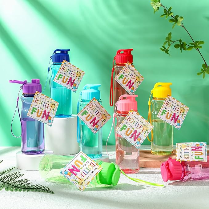 24 Pack Water Bottles for Kids School Bulk 18 oz Leakproof Reusable Sports Water Bottles Decorations End of The Year Gifts for Students from Teacher for Kids Graduation Classroom Prizes