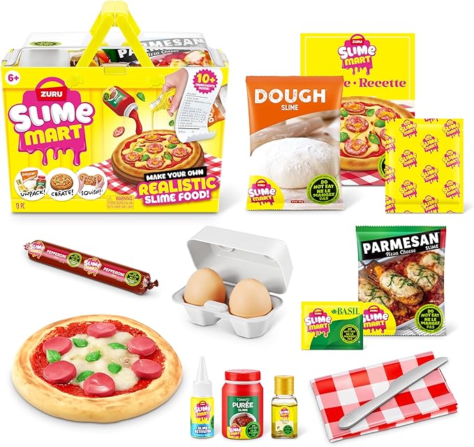 Slime Mart Small Basket by ZURU, Toy, Arts & Crafts for Kids and Kidults, Soft Slime Making Kit - Slime Kit for Girls Ages 6-10 - Fun Gift Idea for Boys Girls - Fidget Toys - Sensory Toys (Pizza)