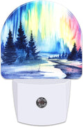 Northern Lights and Forest Night Light for Kids,Winter Aurora Borealis Fir Trees Plug in Night Light with Dusk to Dawn Sensor, 0.5w Energy Saving Nightlight for Hallway Stairway Kitchen Bedroom
