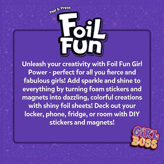 Skillmatics Foil Fun - Girl Power, DIY Foil Art Craft Kit, Mother’s Day Gift, Mess-Free Activity, 20+ Magnets & 60+ Stickers, Travel, Screen-Free Fun, Party Favor for Kids, Tweens, Teens (Ages 7-13)