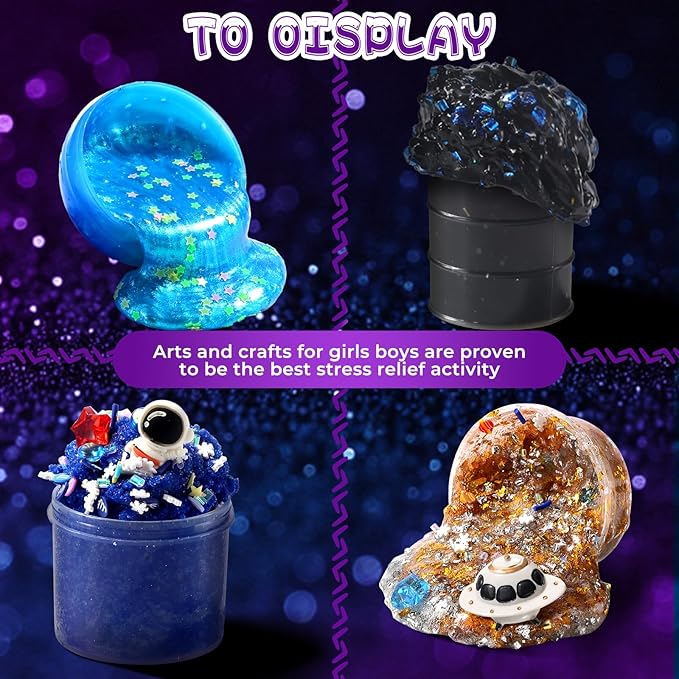 Large Slime Kit, Sparkling,Multi-Color Sensory Putty for Kids Glimmer, Crunchy, Foam, Jelly Cubes Slime, Creative and Endless Fun, Stress Relief Therapy Toys, Party Favors for Kids, for Girl Boys