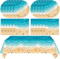 Beach Birthday Party Decorations,41Pcs Disposable Ocean Waves Beach Dessert Plates Napkins Tablecloth Tableware Set Summer Pool Hawaiian Beach Party Supplies for Kids Baby Shower Birthday