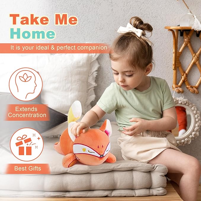 Onsoyours Original Red Wheat Fox Weighted Stuffed Animal, Cute Weighted Positive Fox Plush Pillow Toy Soft Plushies Gift for Kids & Adults（9.8", 1.0 Lbs）