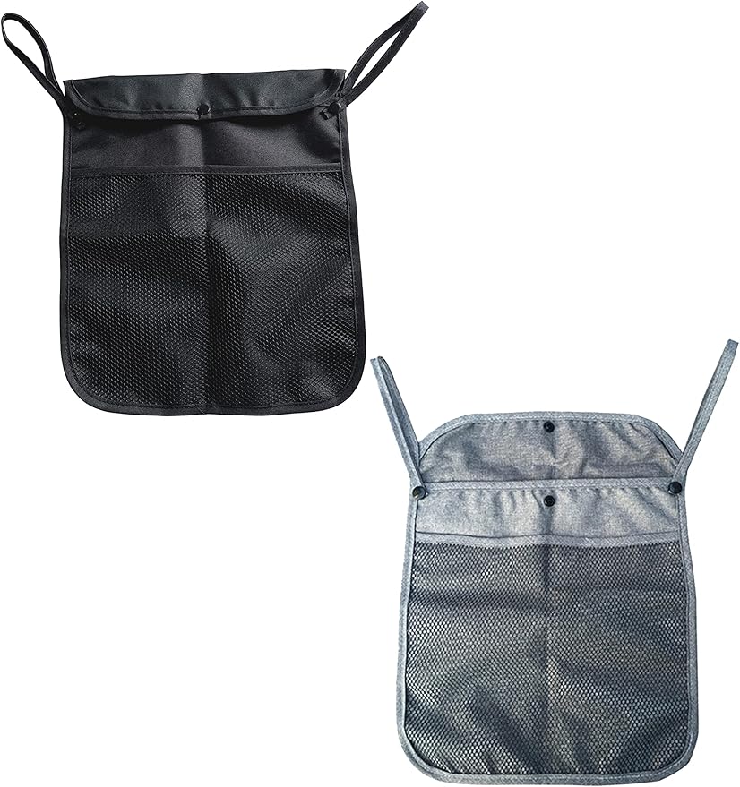 2Pcs Pack Baby Stroller Organizer With Two compartments Front Mesh Pocket for Bottle Nappy Diaper Storage,Fits for Stroller like Uppababy, Baby Jogger, Britax, Bugaboo, BOB (BLACK E)
