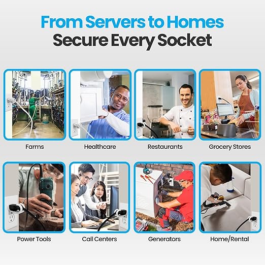 Lock Socket 3 Prong Outlet Lock (White) | Anti Theft Lock to Secure Three Pronged Plugs to the Outlet | an Innovative Way to Prevent Cords Unplugging|Child-Safe, with Security Screw |Made in USA