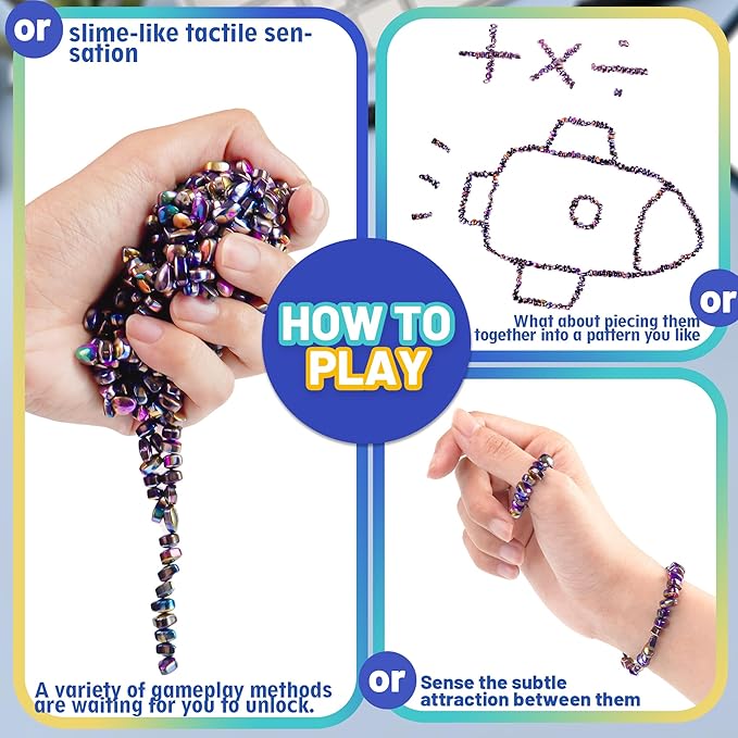 Fidget Toys For Teen Boys Adult, 1000pc Metal Cool Gadgets Gift Quiet Office Desk Sensory Stress Fidgets Beads Balls Stones Toy Anxiety Relief Items For Teen Girls ADHD Autism Autistic Ferrite Putty
