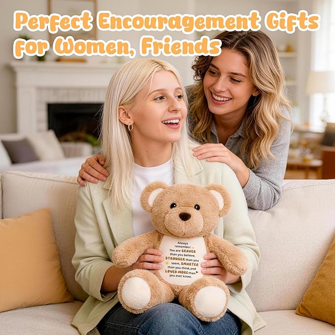 15" Inspirational Stuffed Animal Bear, You are Braver Than You Believe Gift, Birthday Graduation Encouragement Gift for Daughter Kids Toddlers Grandkids, Support Keepsake for Hospital