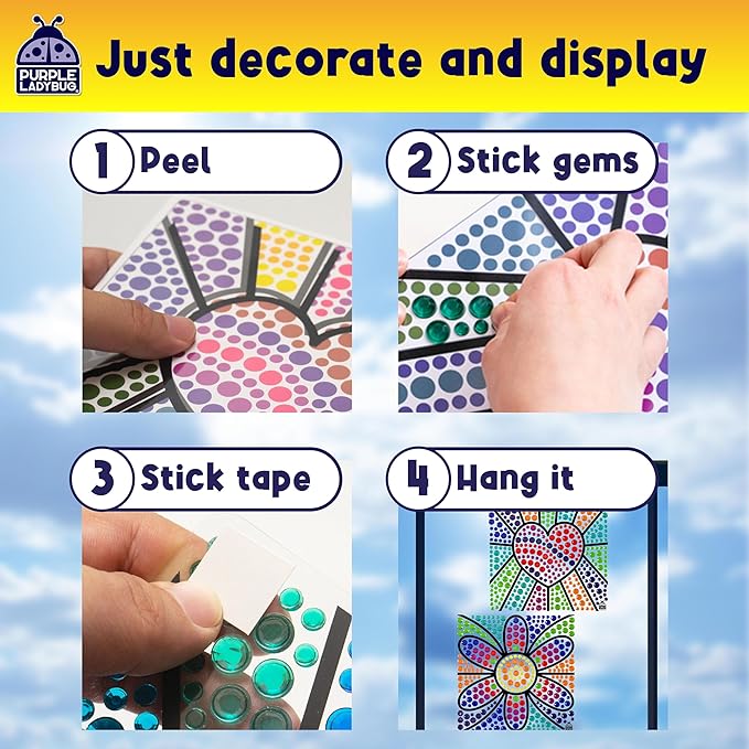 SUNGEMMERS DIY Gem-Sticker Window Diamond Art Suncatcher Kits - Summer Toys for Children, Birthday Gifts for 6 7 8 9 10 11 12 Year Old Girls & Boys, Fun Arts & Crafts for Kids Ages 8-12 6-8