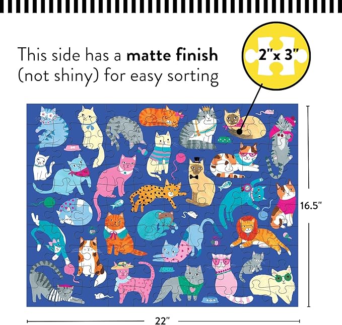 Mudpuppy Cats and Dogs Double-Sided Puzzle, 100 Pieces, 22”x16.5” – Perfect Family Puzzle for Ages 6+ - Colorful Illustrations of Dogs on One Side and Cats on the Other – Two Fun Puzzles in One Box