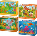 4-Pack 100 Piece Puzzles for Kids Ages 4-6 6-8 8-10, Farms Dinosaurs Seaworld Wildlife Kids Puzzles Ages 3-5 4-6 5-8 8-10, Learning Educational Kid Jigsaw Puzzles Gifts for Girls and Boys (15x10 in)