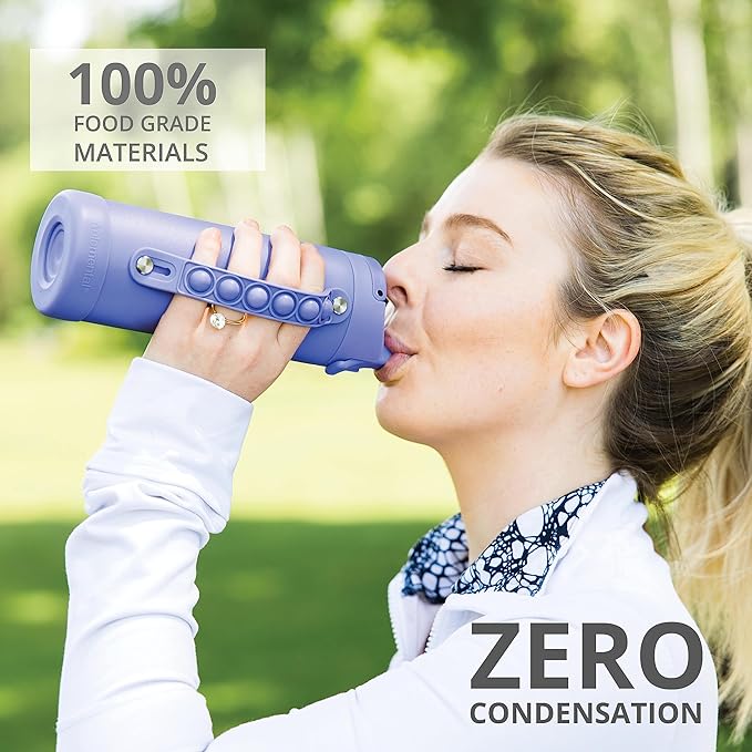 Elemental Iconic Kids Water Bottle for School - 100% Leak-Proof Insulated Water Bottles with Straw Lid & Pop-It Handle for Boys & Girls - Triple-Wall Insulated & BPA-Free, 14oz – Lavender