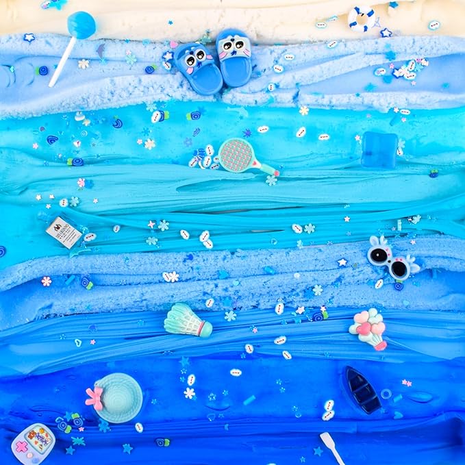 6 Pack Slimes Kit, Blue Slime Kids, Cloud Butter & Clear Slime, Party Favors, Toys for Girls Boys Ages 8-12, Goodie Bag Stuffers, Birthday Gift Ideas Cute Stuff