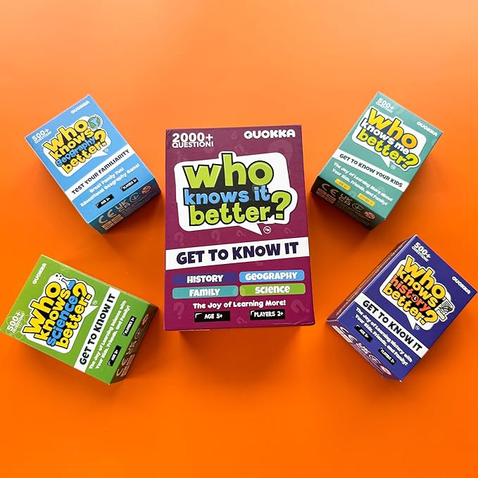 QUOKKA Board Games for Kids 8-12 – Family Games for Kids and Adults – Science Trivia Cards for Family Game Night – Who Knows Science Better – 500+ Questions – Fun Card Game for Families and Teens