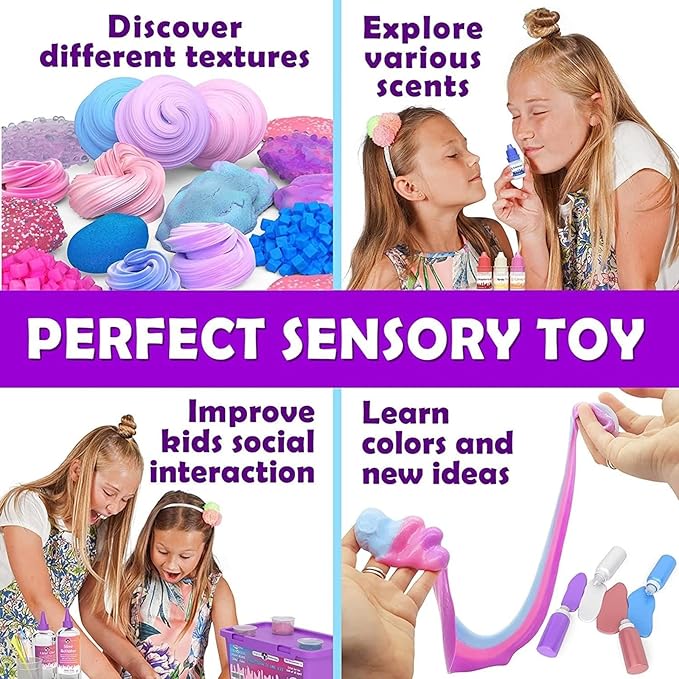 Original Stationery Slime Making Kit - Multicolor, Glow-in-The-Dark, Bubble Gum Scent - DIY Unicorn Slime Kit with Glitter & Clay Add-Ins - Holiday Activity & Birthday Gift for Kids Ages 7+