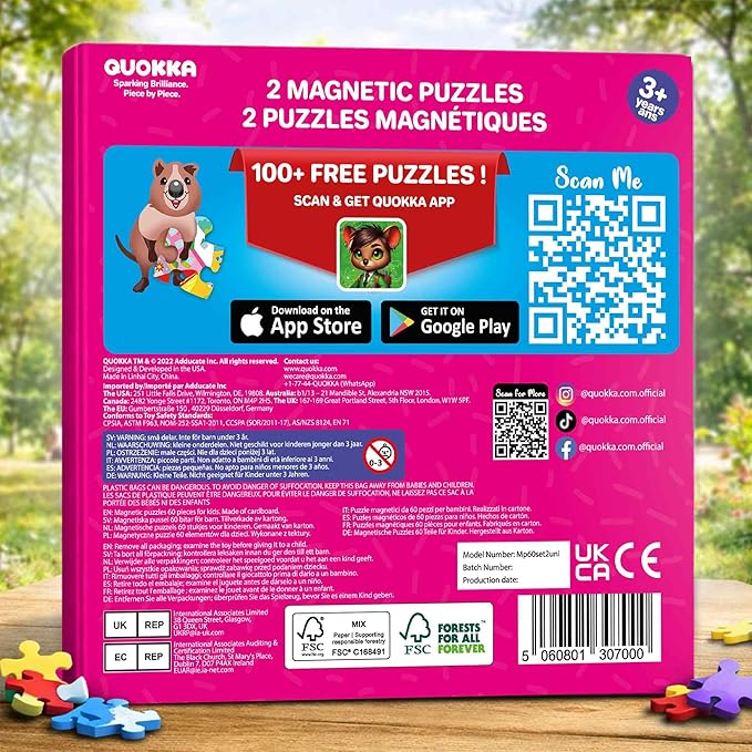 QUOKKA Magnetic Puzzles for Toddlers 3-5 – Search & Find 2 Pack, 60 Pieces Each – Travel Friendly Board with Hidden Objects, Mermaids and Unicorns Scenes – Educational Puzzle Gift for 3 Year Olds