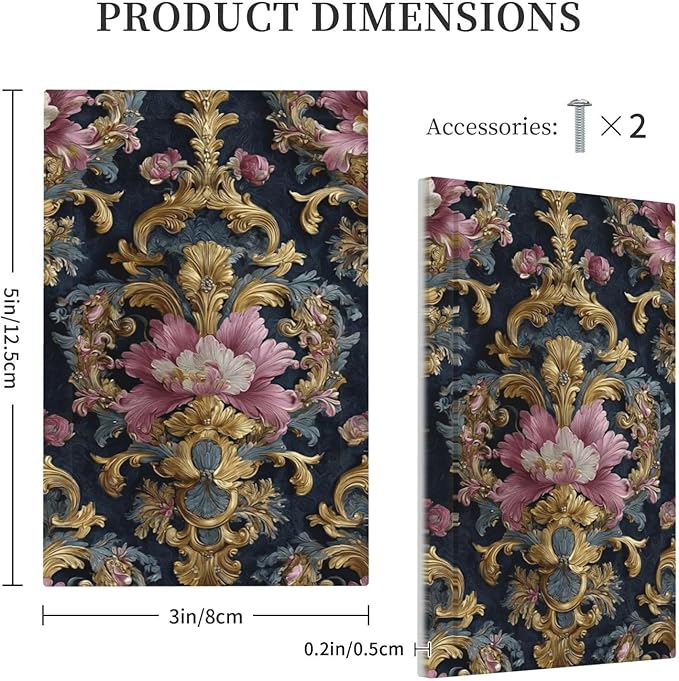 Decorative Light Switch Cover Plate Rococo Pink Floral Flower Gold Leaf 1 Gang No Device Single Blank Outlet Covers Wall Plates for Electrical Outlets Faceplate for Bedroom Home Decor