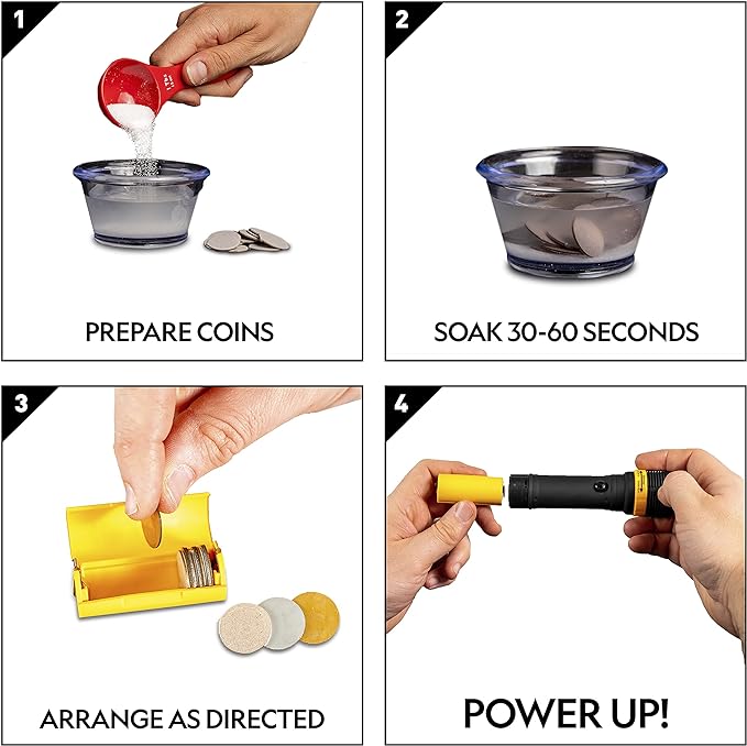 National Geographic Battery Making Kit - Potato Clock and Penny Powered Flashlight Science Kit, 2 Electricity STEM Projects for Kids, Electrical Circuit Toy for Boys and Girls (Amazon Exclusive)