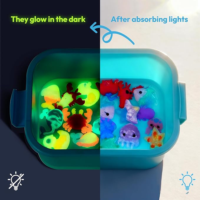 Klever Kits Glow-in-The-Dark Water Gel Kit, Magic Fairy Water Pets Toy Kit with 10 Gels(7 Glow-in-The-Dark Gels), 12 Molds, Preserving Bottle, DIY STEM Craft Kits, Arts and Crafts for Kids