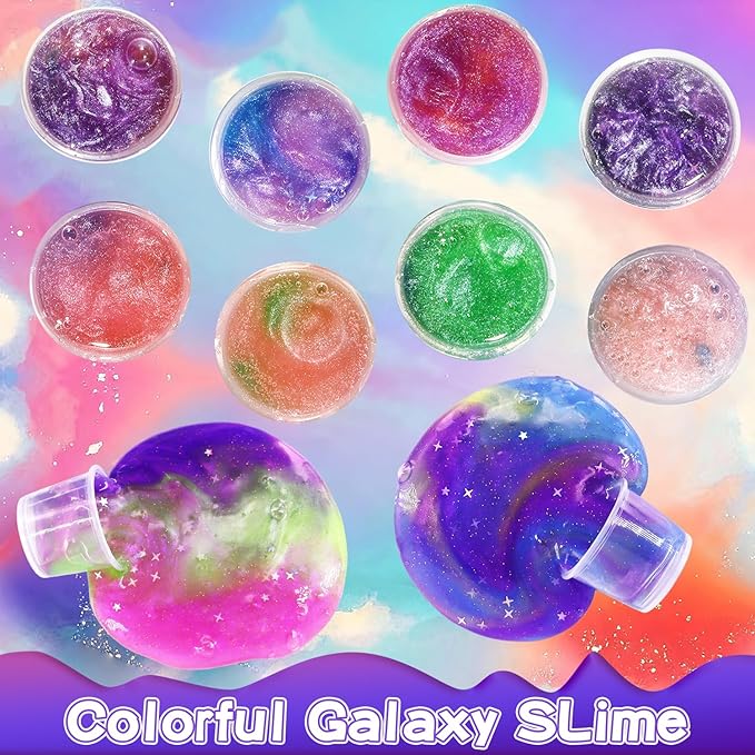 24 Packs Colorful Galaxy Slime, Stretchy & Non-Sticky,Idea Stocking Stuffers for Christmas,Party Favors, Sensory and Tactile Stimulation, Stress Relief, Educational Game, for Girls & Boys