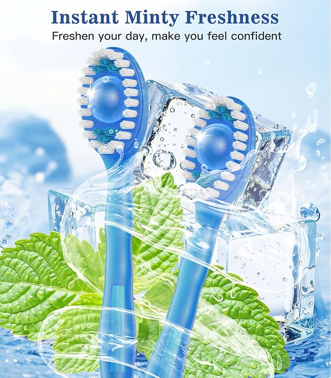 72 Pack 5 in 1 Disposable Mini Toothbrushes with Toothpaste, Floss, Pick & Tongue Scraper, Individually Wrapped, Portable Toothbrush Travel Set for Kids Adults, Mint Flavor