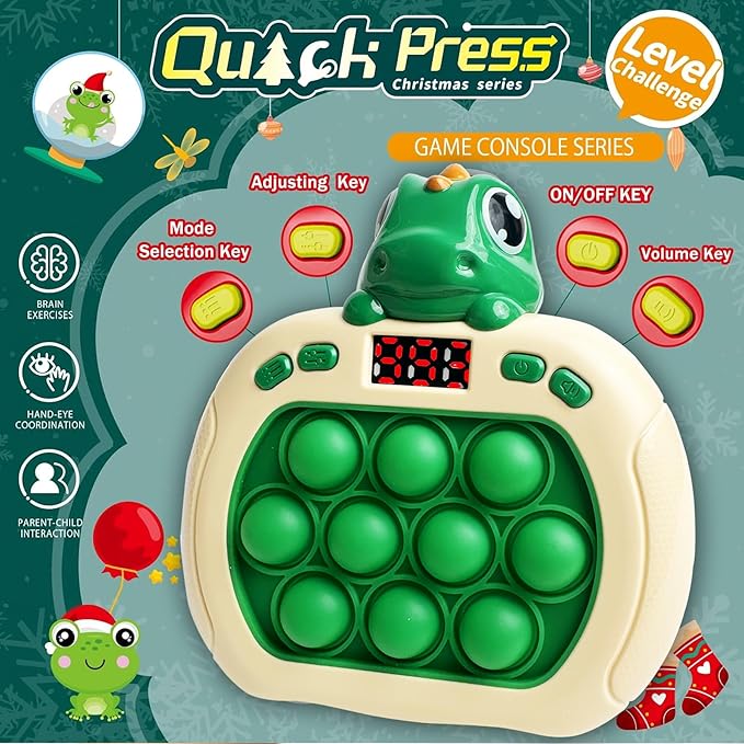 Dinosaur Quick Push Bubble Game,Easter Basket Stuffers Pop Fidget Light up Puzzle Game Sensory Toys,Easter Egg fillers Dinosaur Toys for Kids Boys Girls Toddlers Party Favor