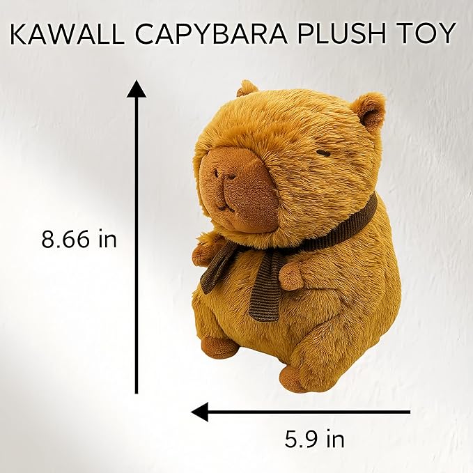 Cute Capybara Plush Toy – 8.6" Soft Stuffed Animal with Detachable Scarf, Fluffy Kawaii Plushie for Kids & Adults, Stress Relief Pillow, Ideal Gift for Birthday, Christmas & Valentine’s Day