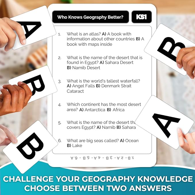 Board Games for Kids 8-12 – Family Card Games for Kids and Adults – Geography Trivia Cards for Family Game Night – Who Knows Geography Better – 500+ Questions – Fun Card Game for Families and Teens