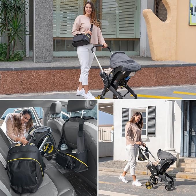 Travel Bag for Doona Infant Car Seat Stroller, Organizer Bag with Cup Holder, Phone & Wipes Pockets, Large Capacity, Water-Repellent & Lightweight, Baby Essentials Storage
