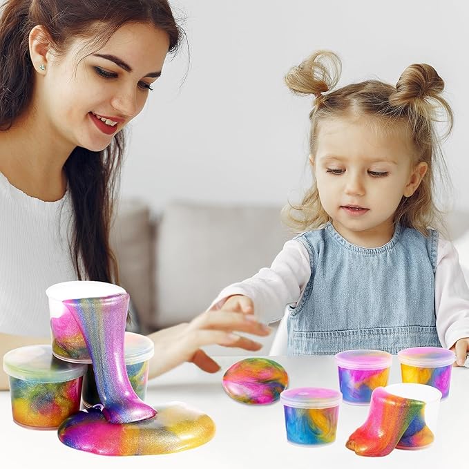 40 Packs Galaxy Slime, Party Favor for Kids Girls & Boys, Adults, Non Sticky, Stress & Anxiety Relief, Wet, Super Soft Sludge Toy,Easter Basket Stuffers
