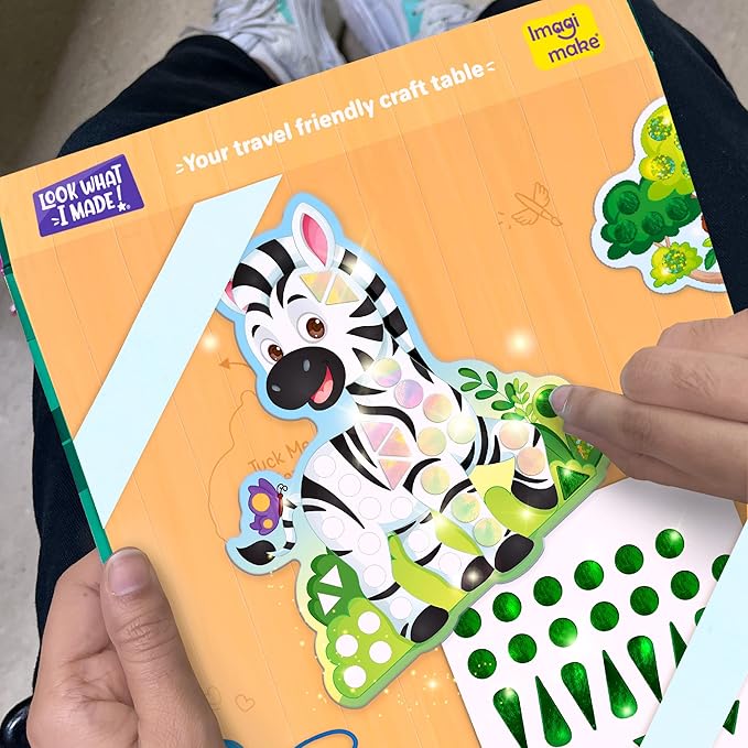 Imagimake Mirror Mosaic Animals Kids Art Set | DIY Craft Kits | Foil Stickers for Girls | Activities for Kids Ages 3-5 | Travel Art Kit for Toddler | Gift Set for Girls| 3,4,5,6,7 Year Old Boy Gifts