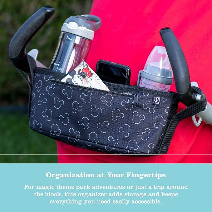 Disney Baby by J.L. Childress Cargo 'N Drinks Parent Tray - Baby Stroller Cup Holder, Essential Travel Accessories, Stroller Caddy Organizer, Fits UPPAbaby, Doona, Nuna, & More - Mickey Mouse