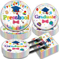 Kepeel 200Pcs Preschool Graduation Party Tableware Set, 2026 Pre-K Grad Party Supplies Decorations Preschool Kindergarten Graduate Party Dessert Plates Napkins Favor for Boys Girls, Serves 50 (White)