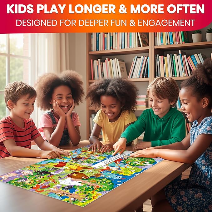 QUOKKA 100 Piece Puzzles for Kids Ages 4-6 – 4 Jigsaw Puzzles for Kids Ages 6-8 – Search and Find Game with Ocean Forest Animals for Childrens 5-8 – Learning Educational Toys for Boys and Girls 8-11