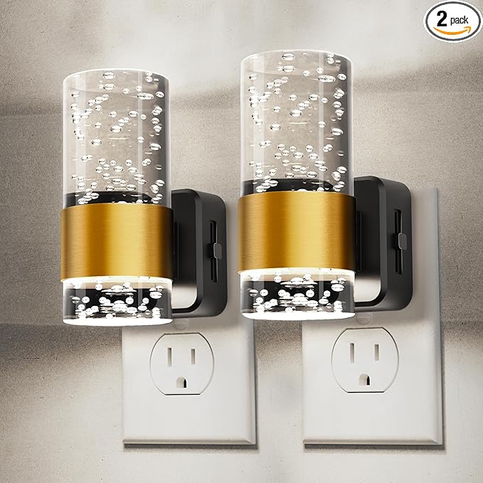 Night Lights Plug into wall, White Light LED NighLight with Adjustable Brightness, Plug in Night Light with Auto Light Sensor, Wall Sconce-Style Design Night Light for Bathroom,Hallway, 2 Pack