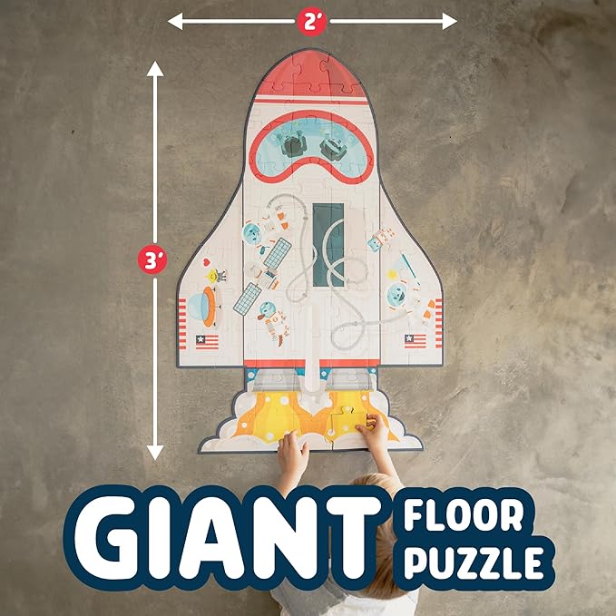 Chuckle & Roar Dinosaur Glow Floor Puzzle 50 Piece Kids Puzzle - Giant 2 x 3 Foot Glow in The Dark Preschool Puzzle - Large Pieces for Ages 4+ - Educational Dinosaur Puzzle for Screen Free Time