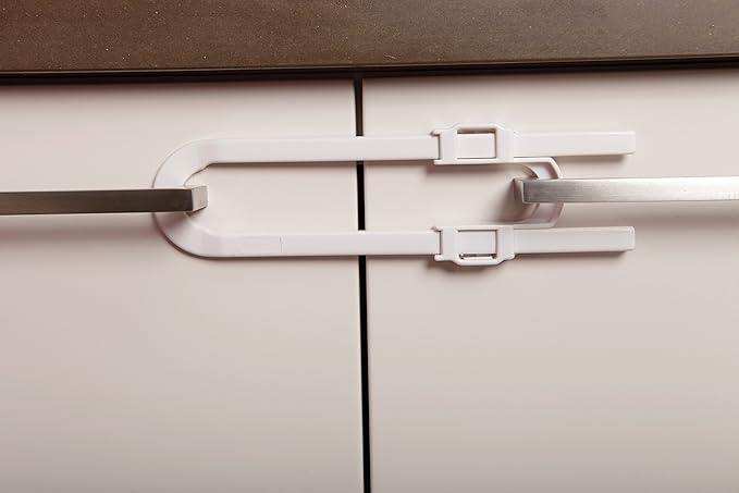 Dreambaby U Shaped Cabinet Locks - Extra Long Child Lock for Cabinets - Gliding Baby Safety Locks (6 Pack)