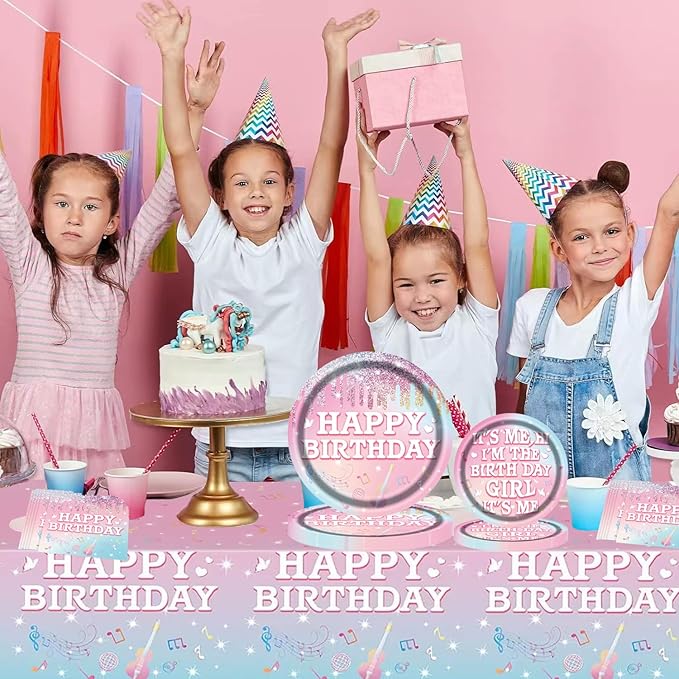 Girls Birthday Party Tableware Set,Birthday Paper Plates and Napkins Party Supplies,Pink Gold Cheers to Girls Party Decorations,Serve 25