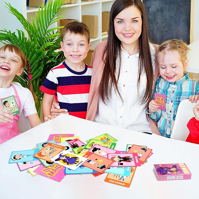 Kids Card Games, Go Fish Card Game, Old Maid Card Game, Card Games For Kids 4-8, Fun Educational Cards for Toddler 2-4 Years, Great for Family Table Travel Camping Party Classroom Games (12 Pack)