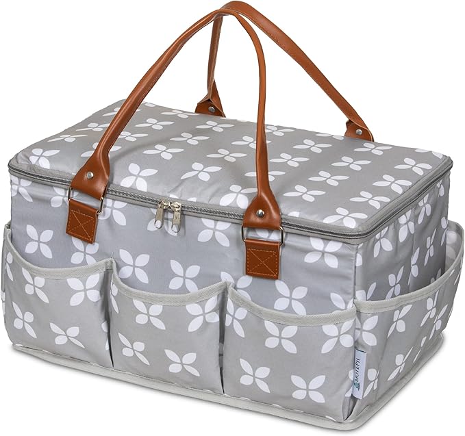 Moteph Extra Large Diaper Caddy, Craft, Toy Organizer with Zip-Top Cover with Waterproof Wet/Dry Bag - Perfect for Baby Shower