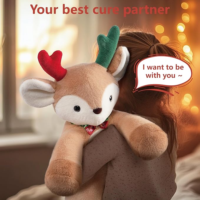 Niuniu Daddy 14" | 3.5 Pound Deer Weighted Stuffed Animals, Heavy Moose Sleeping Plush Toys for Kids Adults, Weighted Beads for Stuffed Animal Body Pillow for Cuddling Gift Birthday Christmas Holiday