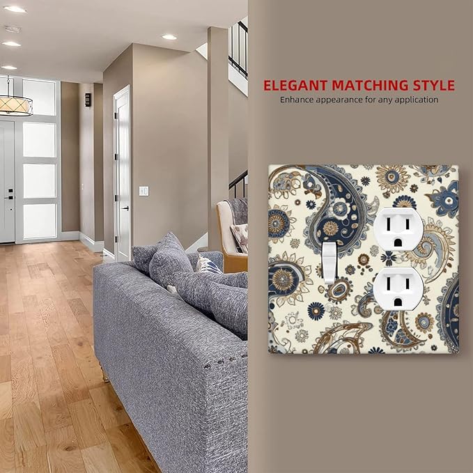 Wallplates Doodle Style Floral Abstract Teardrop 1 Toggle 1 Duplex Switch Plate Electrical Gfci Faceplate Decorative Light Switch Covers For Bed Room Living Room Decor