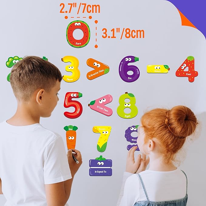 Magnetic Numbers & Math Symbols, Educational Learning Tool for Kids Math Recognition 25PCS Magnets Include 20PCS 0-9 Numbers & 5 Math Symbols (Greater Than/Less Than/Equal to/Plus/Minus) for Toddlers