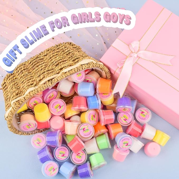 120 Pack Cloud Slime Kit, Mini Bulk Slimes for Kids, Soft and Non-Sticky, Slime Party Favors, Goodie Bag Stuffer, Valentines Gifts, Classroom Exchange Prizes, Stress Relief Toys for Girls Boys 8-12
