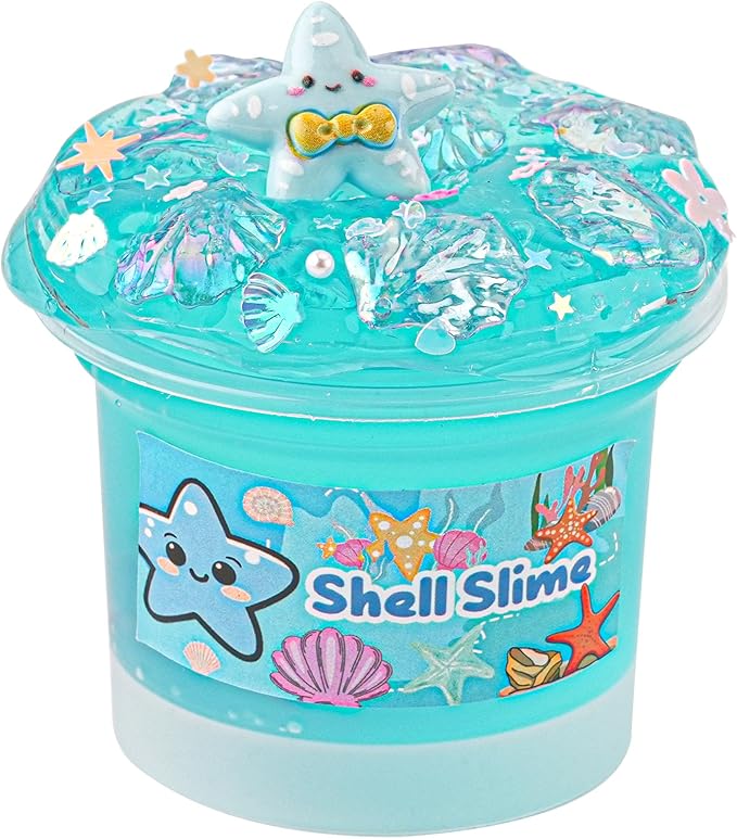 Shell Blue Clear Slime, Slime Party Favors for Kids, Slimes Sensory Toys for Birthday Easter Hallowmas Christmas Girls Gifts & Boys Gifts