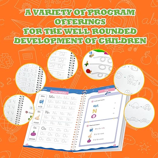 Magic Grooved Writing Practice for Kids Ages 3–5, Reusable Grooved Writing Books for Kids 3–5, Handwriting Practice for Kids 5–7, Preschool Tracing Workbook & Learning Activities