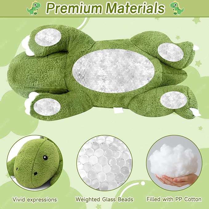 SQEQE Weighted Stuffed Animals Dinosaur Plush, Weighted Stuffed Animals Dino Plushies for Cozy Comfort, Soft T-Rex Pillow Toy for Kids Adults, Valentines & Birthday Gifts 13.8 Inch, 1.7 Lbs