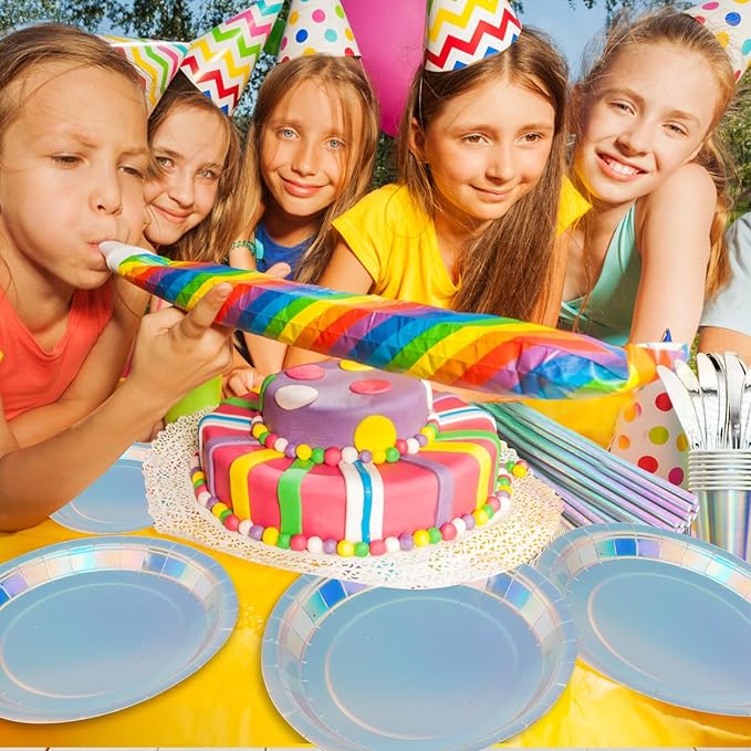 200 pieces of silver party supplies, disposable tableware set, silver paper plates, cups, napkins, plastic knives, forks and spoons, for 25 people