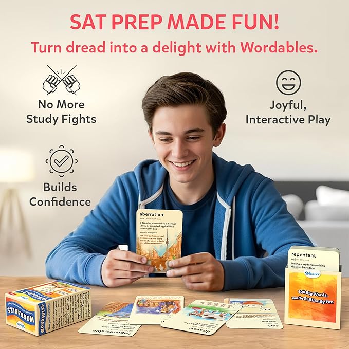 Skillmatics Vocabulary Flash Cards for SAT Prep – Learn 100 Words with Wordplay, Visuals & Soundplay, Study Aid & Educational Gift for Ages 12, 13, 14 & Up, Screen-Free Language Game